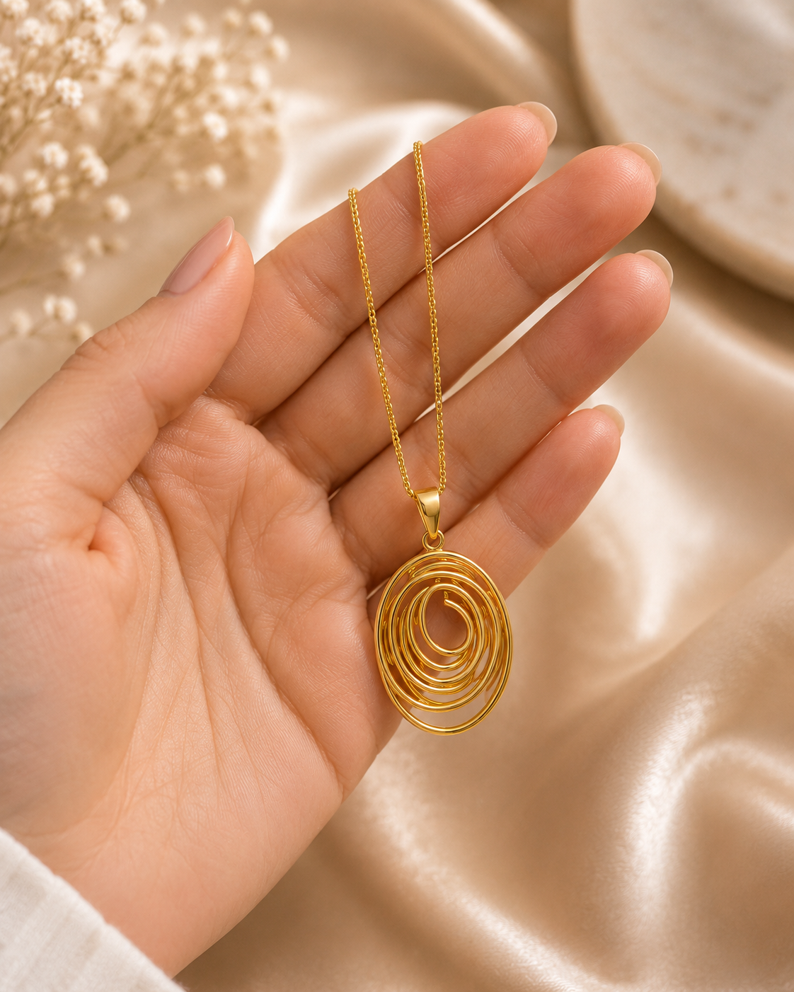 Parure Collier & Boucles d’Oreilles – Motif Spirale – Image 3
