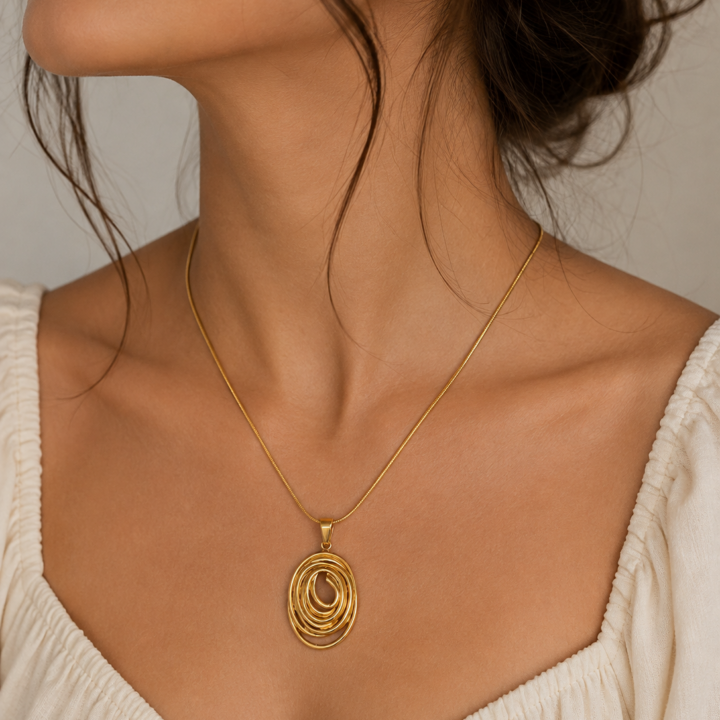 Parure Collier & Boucles d’Oreilles – Motif Spirale