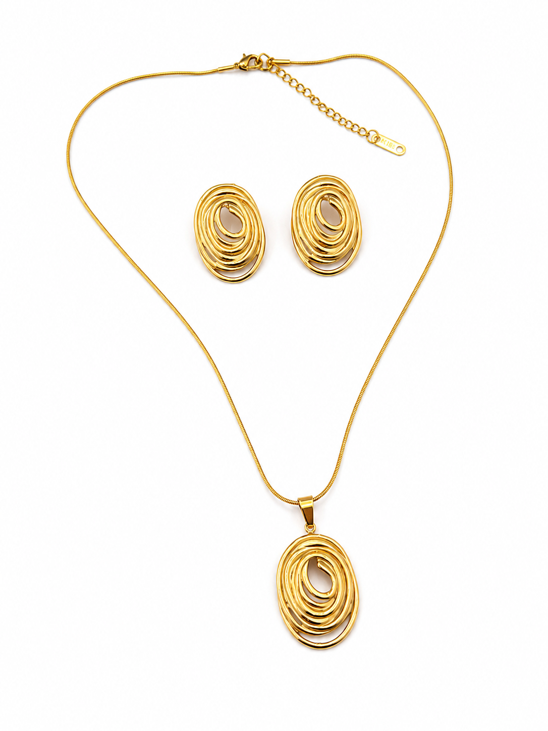 Parure Collier & Boucles d’Oreilles – Motif Spirale – Image 4