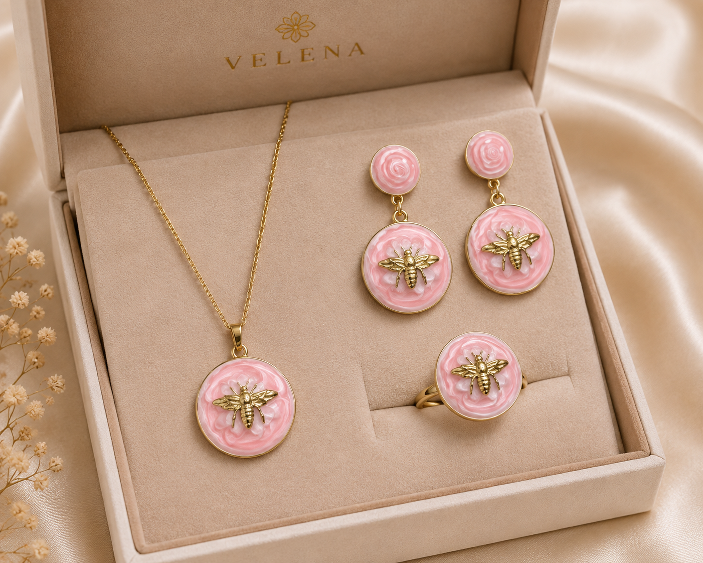 Parure Abeille & Rose Rose