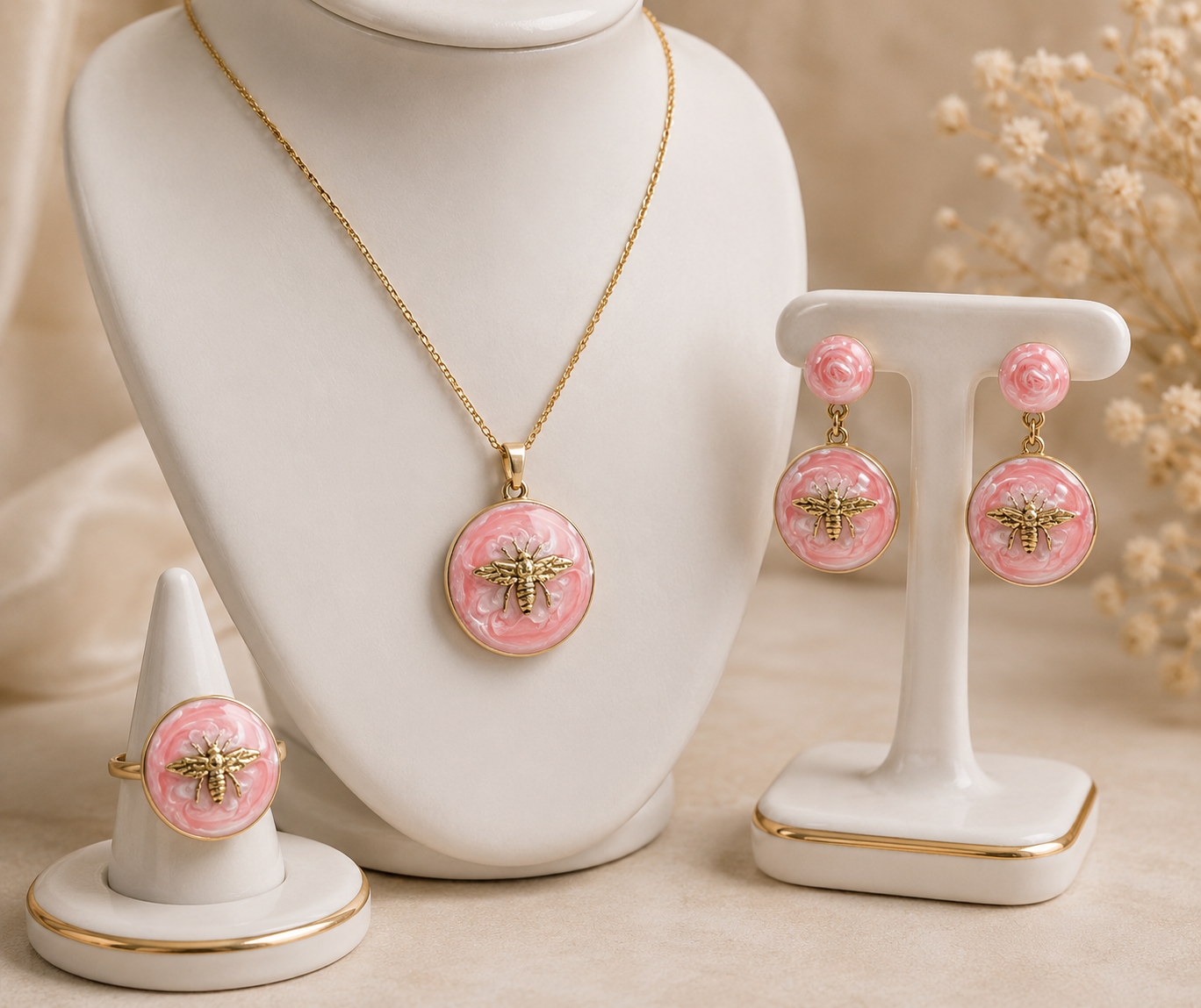 Parure Abeille & Rose Rose – Image 2